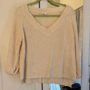 Women’s V-Neck Knit Sweater - Cream